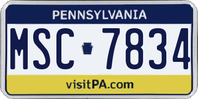 PA license plate MSC7834