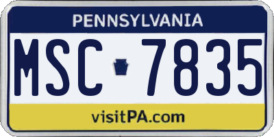 PA license plate MSC7835