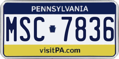 PA license plate MSC7836