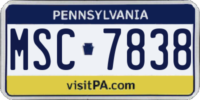 PA license plate MSC7838