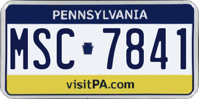 PA license plate MSC7841