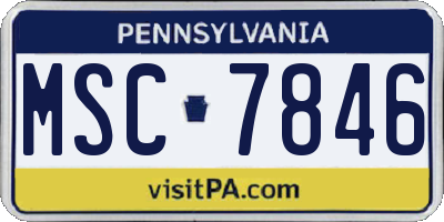 PA license plate MSC7846
