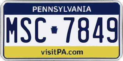 PA license plate MSC7849