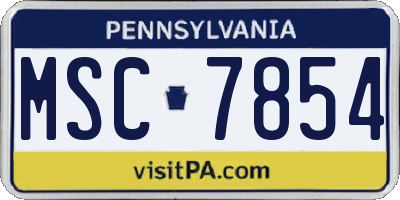 PA license plate MSC7854