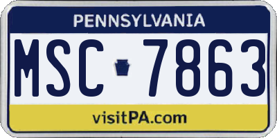 PA license plate MSC7863