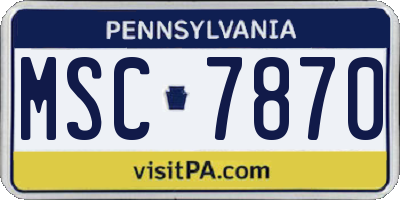 PA license plate MSC7870