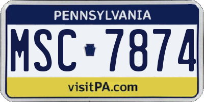 PA license plate MSC7874