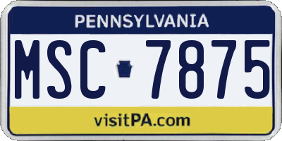PA license plate MSC7875