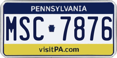 PA license plate MSC7876