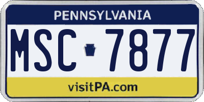 PA license plate MSC7877