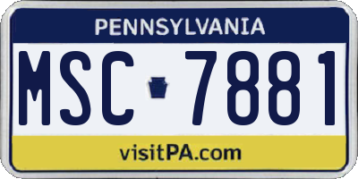 PA license plate MSC7881