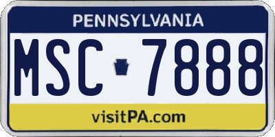 PA license plate MSC7888