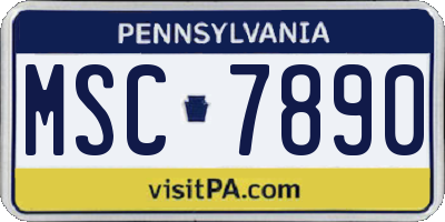 PA license plate MSC7890