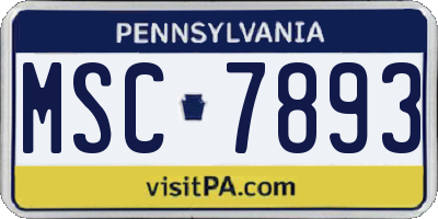PA license plate MSC7893