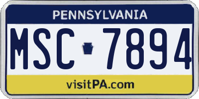 PA license plate MSC7894