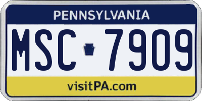 PA license plate MSC7909