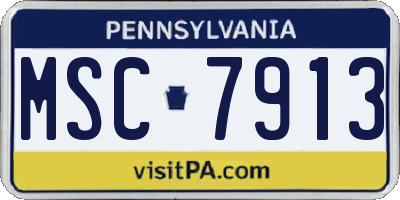 PA license plate MSC7913