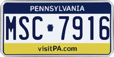 PA license plate MSC7916