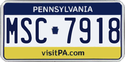 PA license plate MSC7918