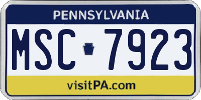 PA license plate MSC7923