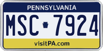 PA license plate MSC7924