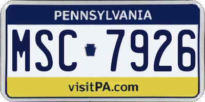 PA license plate MSC7926