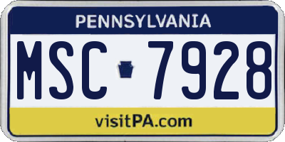 PA license plate MSC7928