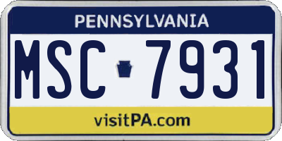 PA license plate MSC7931