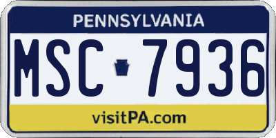 PA license plate MSC7936