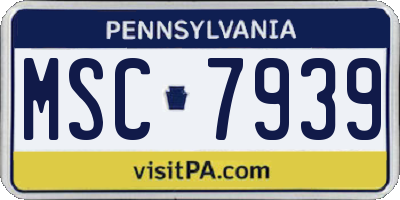 PA license plate MSC7939