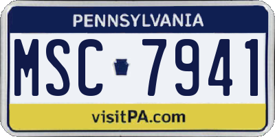 PA license plate MSC7941