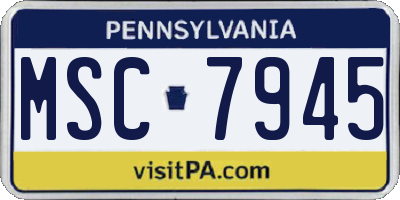 PA license plate MSC7945