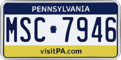 PA license plate MSC7946