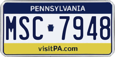 PA license plate MSC7948