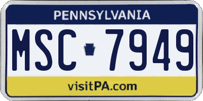PA license plate MSC7949