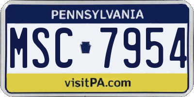 PA license plate MSC7954