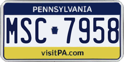 PA license plate MSC7958