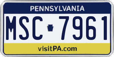 PA license plate MSC7961