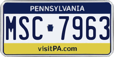 PA license plate MSC7963