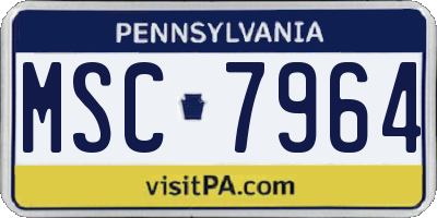 PA license plate MSC7964