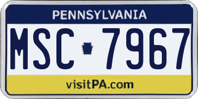 PA license plate MSC7967