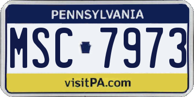 PA license plate MSC7973