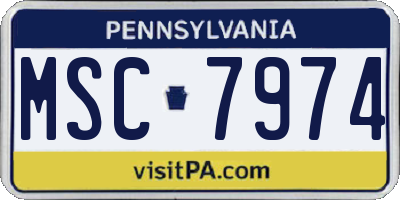 PA license plate MSC7974