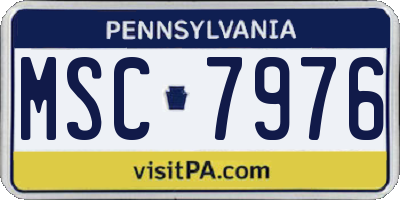 PA license plate MSC7976