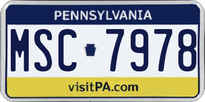 PA license plate MSC7978