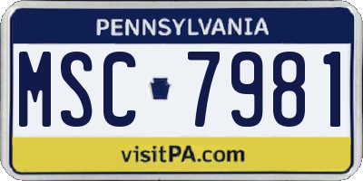 PA license plate MSC7981