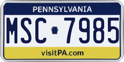 PA license plate MSC7985