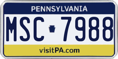PA license plate MSC7988