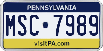 PA license plate MSC7989