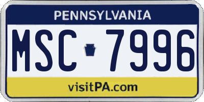 PA license plate MSC7996